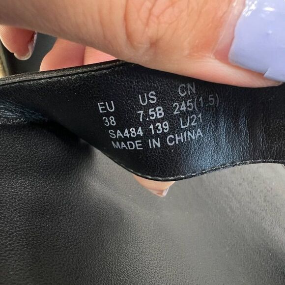 Stuart Weitzman Mykonos Two Strap Leather Espadrille Sandal Black Size 7.5 - Picture 5 of 7